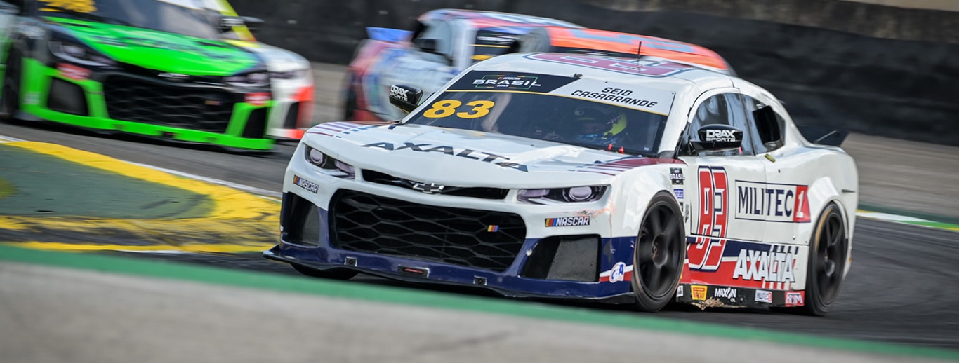 Carro de Gabriel Casagrande e Alex Seid andou na frente durante a etapa de Interlagos, no início de agosto. Foto: Clayton Medeiros/ SIGCom