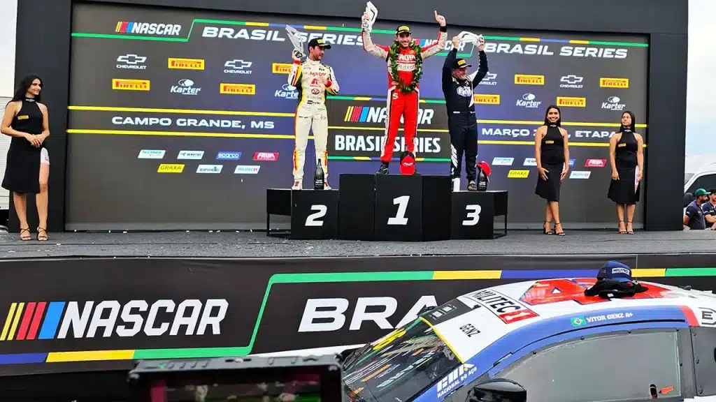 Genz, Casagrande e Barrichello no pódio da etapa de Campo Grande na NASCAR Brasil 2025